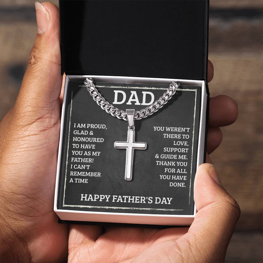 Artisan Cross Necklace - For Dad I Am Proud