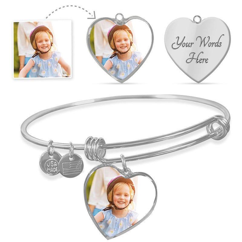 Heart Pendant Bangle - Customizable